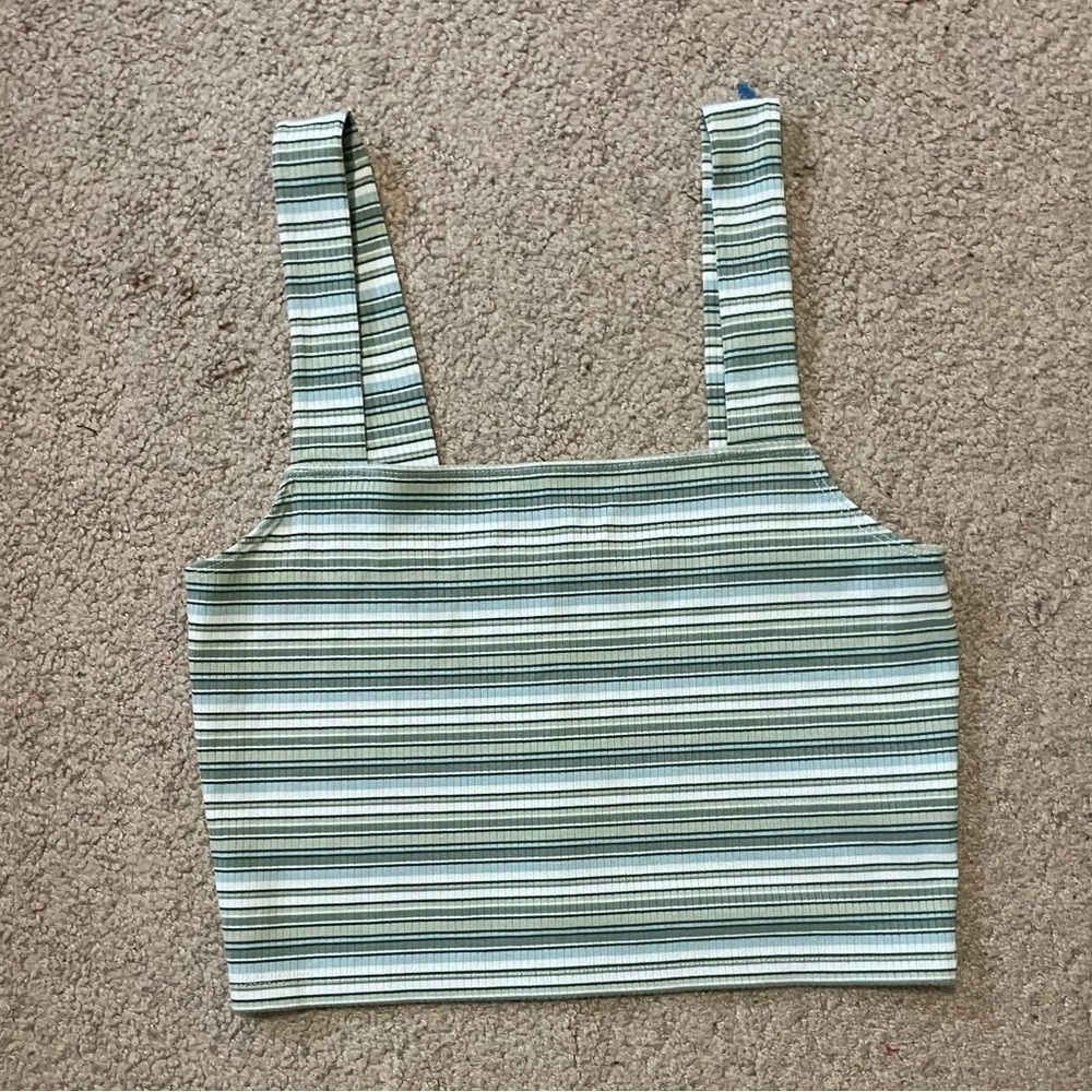 American Eagle‎ square neck cropped striped tank top size small